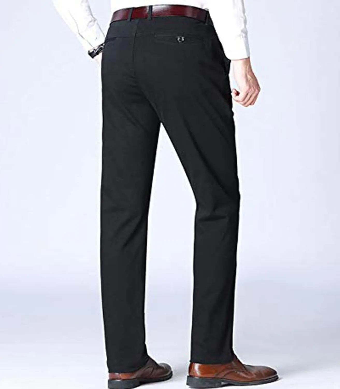 Men's Flat Front Suit Pants Regular Fit Wrinkle-Free Stretch Casual Dress Pants Trousers