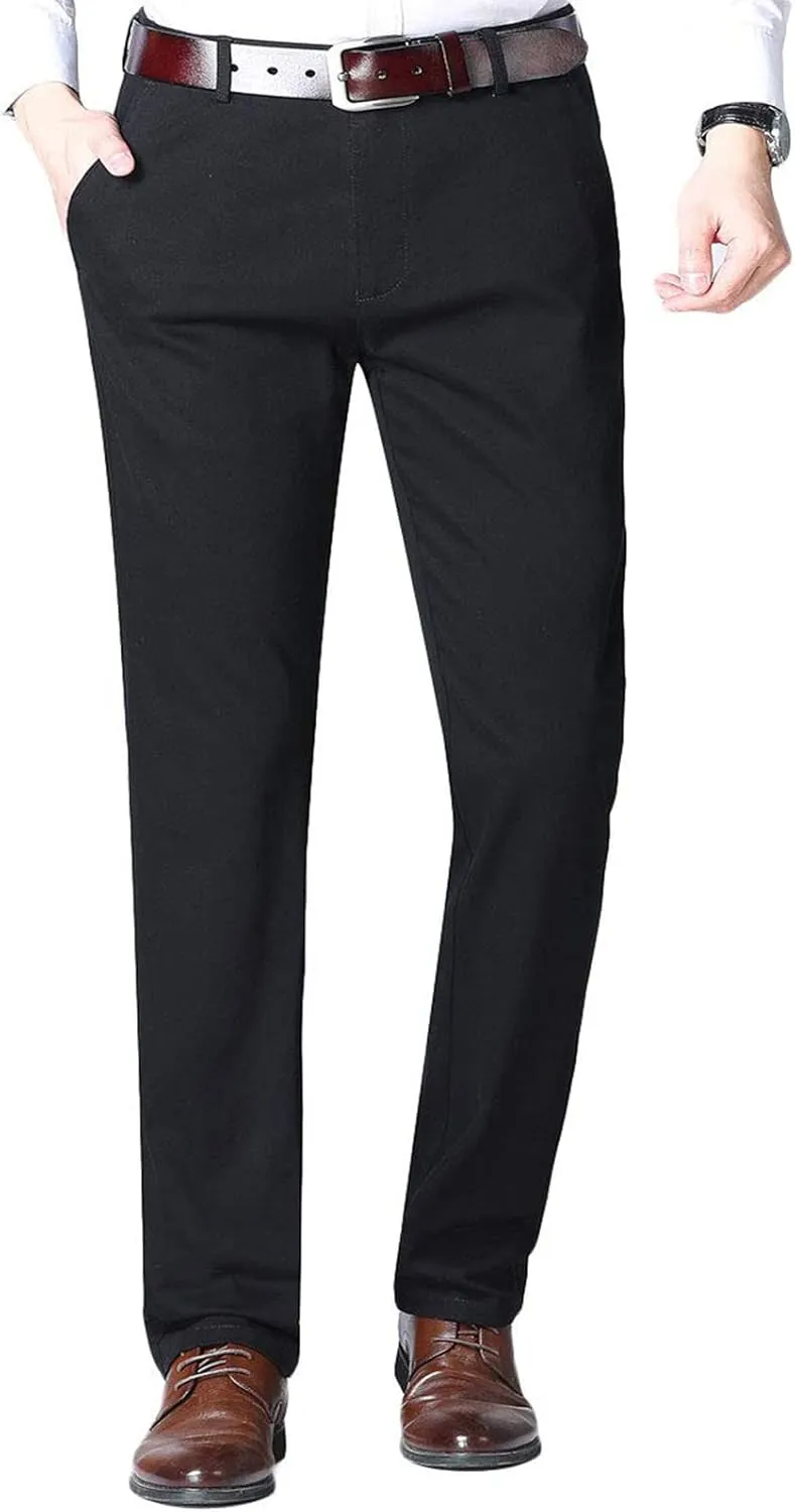Men's Flat Front Suit Pants Regular Fit Wrinkle-Free Stretch Casual Dress Pants Trousers