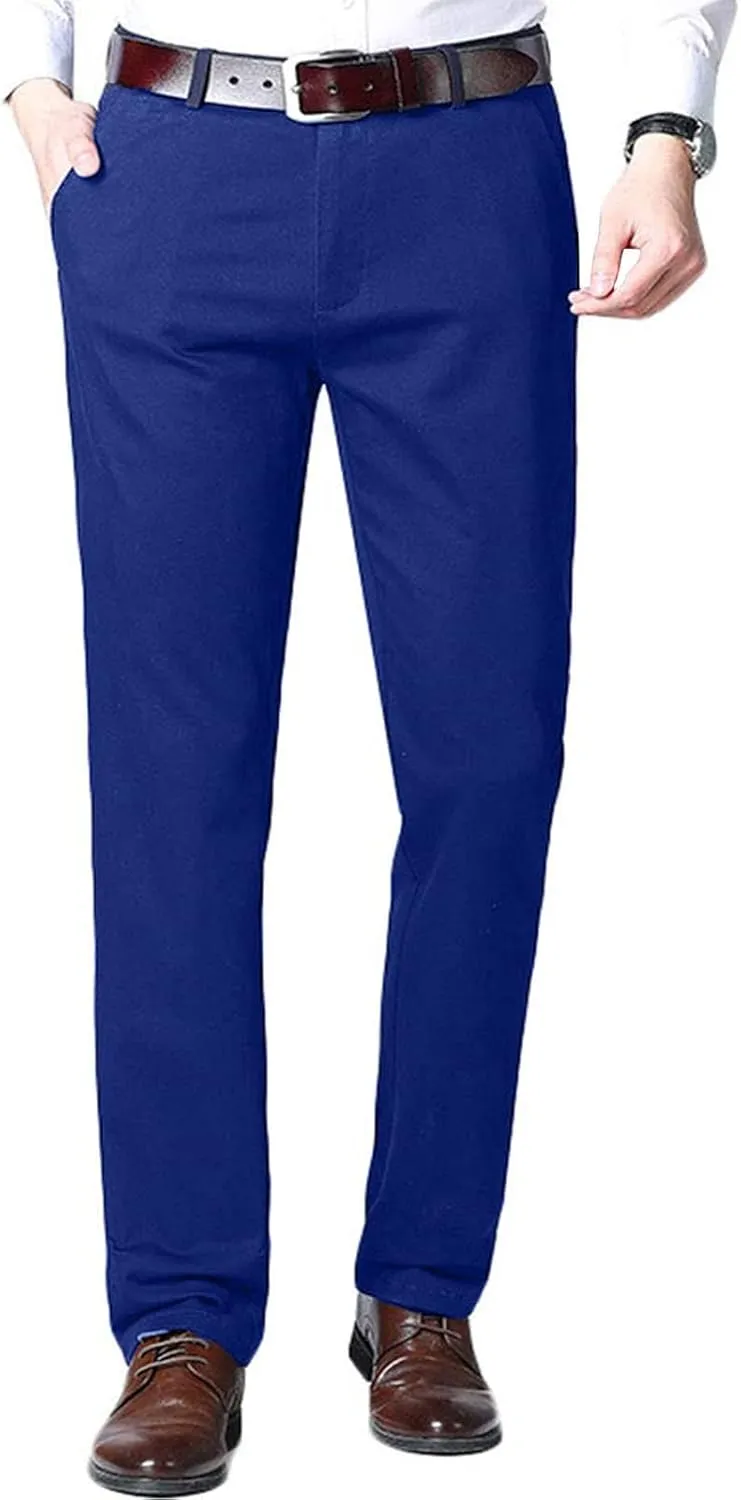 Men's Flat Front Suit Pants Regular Fit Wrinkle-Free Stretch Casual Dress Pants Trousers