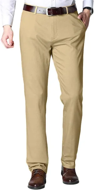 Men's Flat Front Suit Pants Regular Fit Wrinkle-Free Stretch Casual Dress Pants Trousers