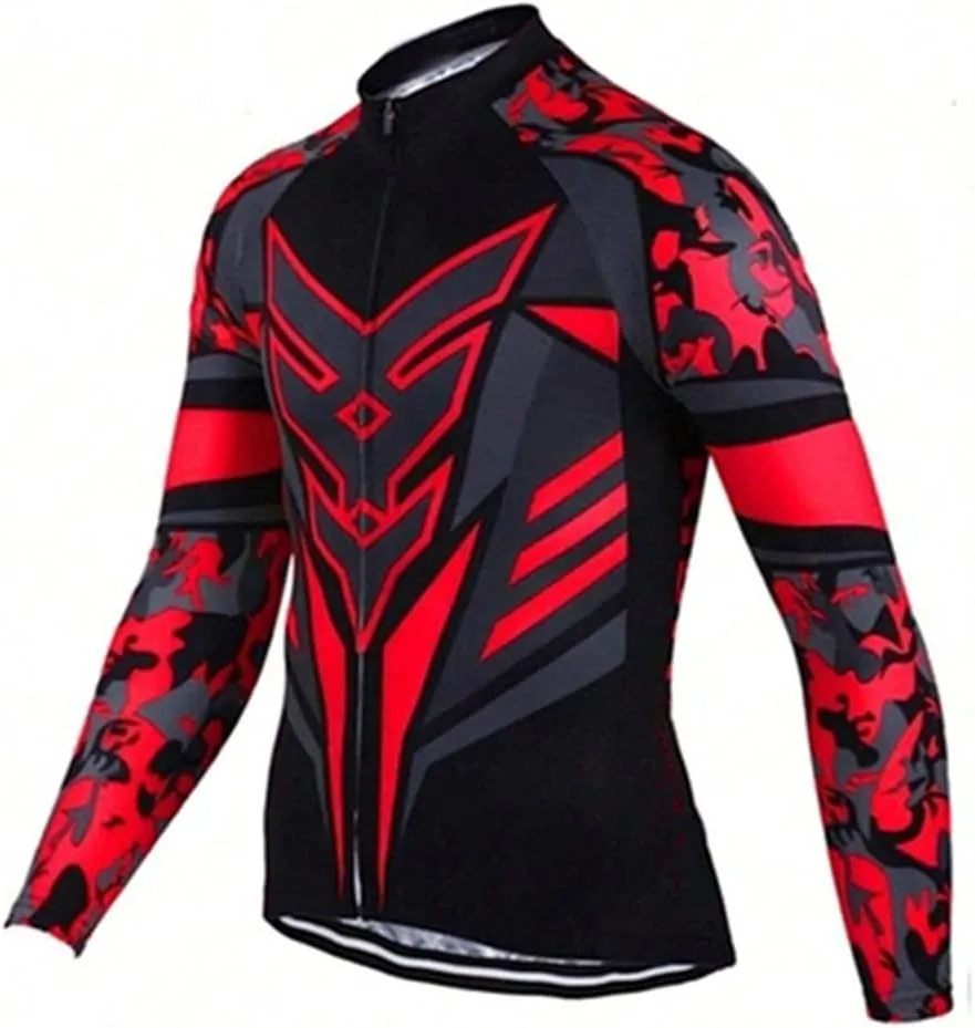Men's Long Sleeve Cycling Jerseys with 3 Back Pockets Bike Shirt Cycle Clothing Quick Dry Breathable