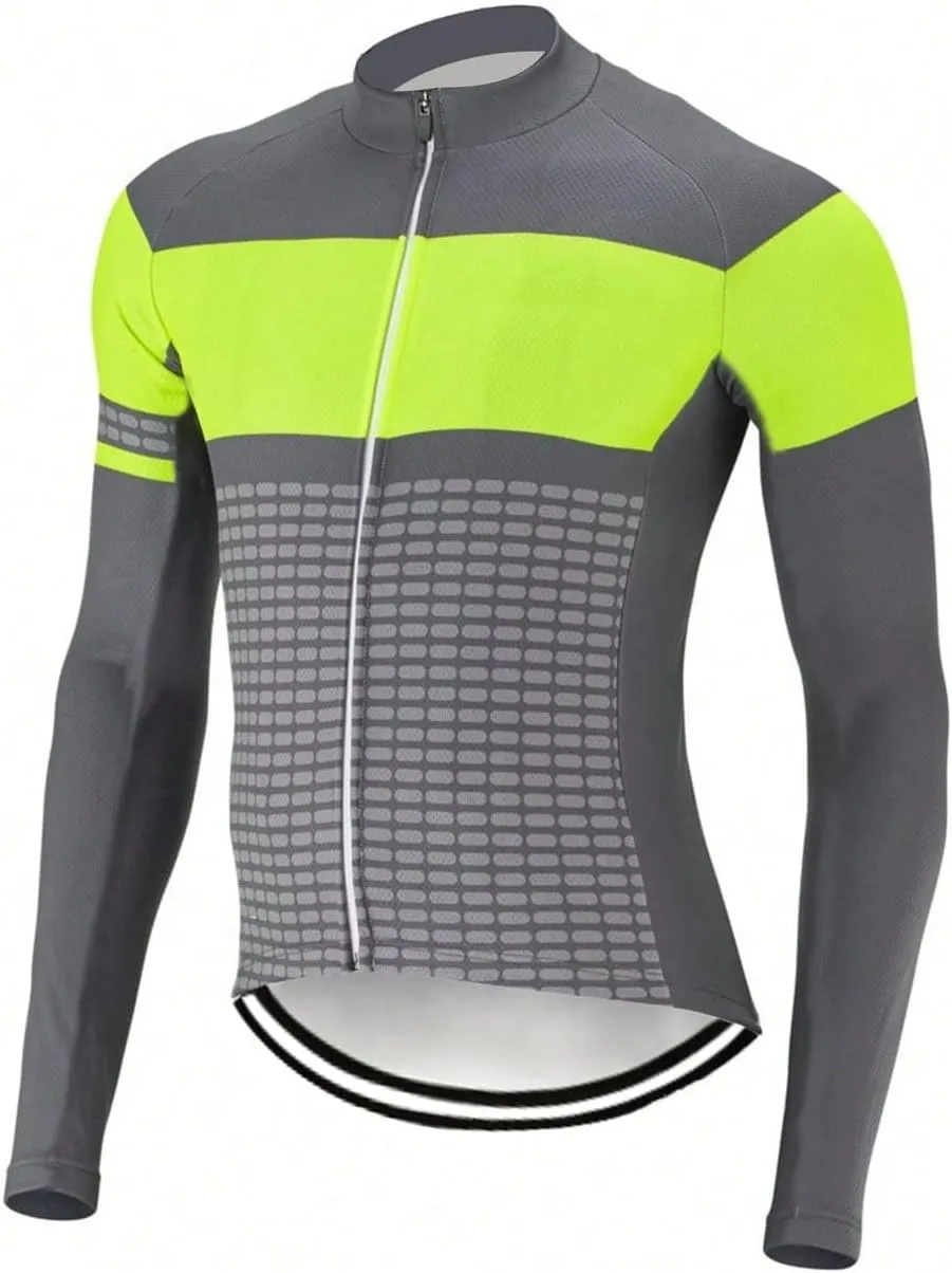 Men's Long Sleeve Cycling Jerseys with 3 Back Pockets Bike Shirt Cycle Clothing Quick Dry Breathable