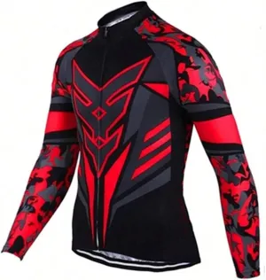 Men's Long Sleeve Cycling Jerseys with 3 Back Pockets Bike Shirt Cycle Clothing Quick Dry Breathable