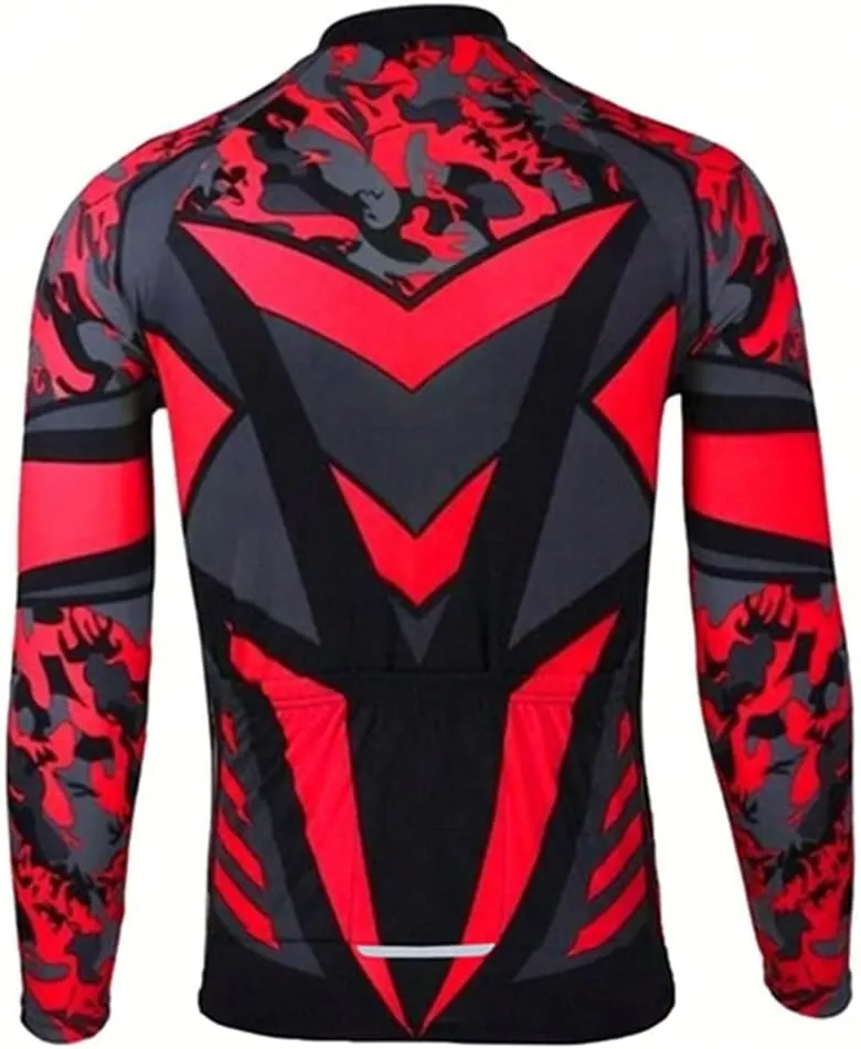 Men's Long Sleeve Cycling Jerseys with 3 Back Pockets Bike Shirt Cycle Clothing Quick Dry Breathable