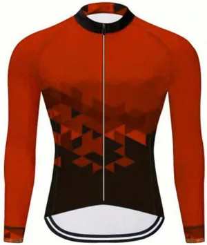 Men's Long Sleeve Cycling Jerseys with 3 Back Pockets Bike Shirt Cycle Clothing Quick Dry Breathable