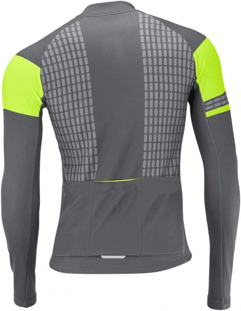 Men's Long Sleeve Cycling Jerseys with 3 Back Pockets Bike Shirt Cycle Clothing Quick Dry Breathable