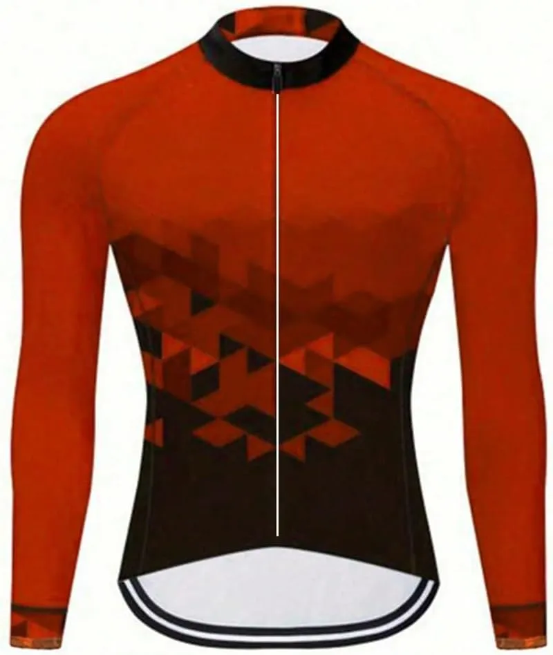 Men's Long Sleeve Cycling Jerseys with 3 Back Pockets Bike Shirt Cycle Clothing Quick Dry Breathable