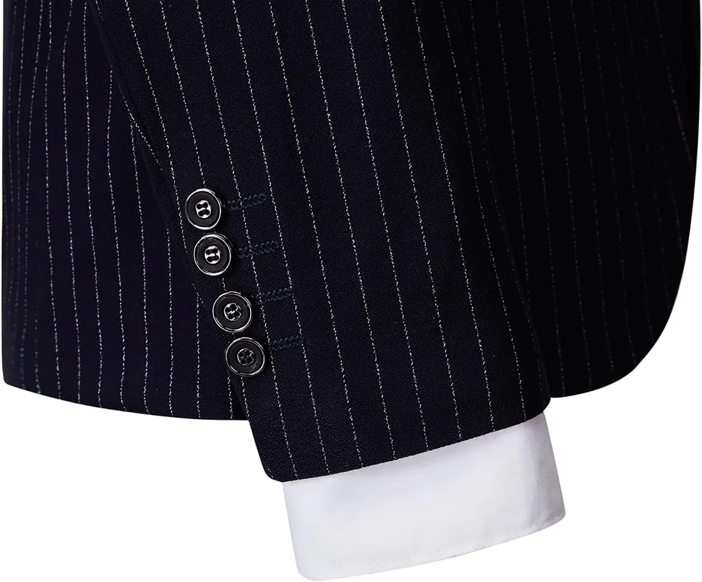 Mens Pinstripe Suit 3 Piece Slim Fit Casual Dress Suits Blazer Vest Pants