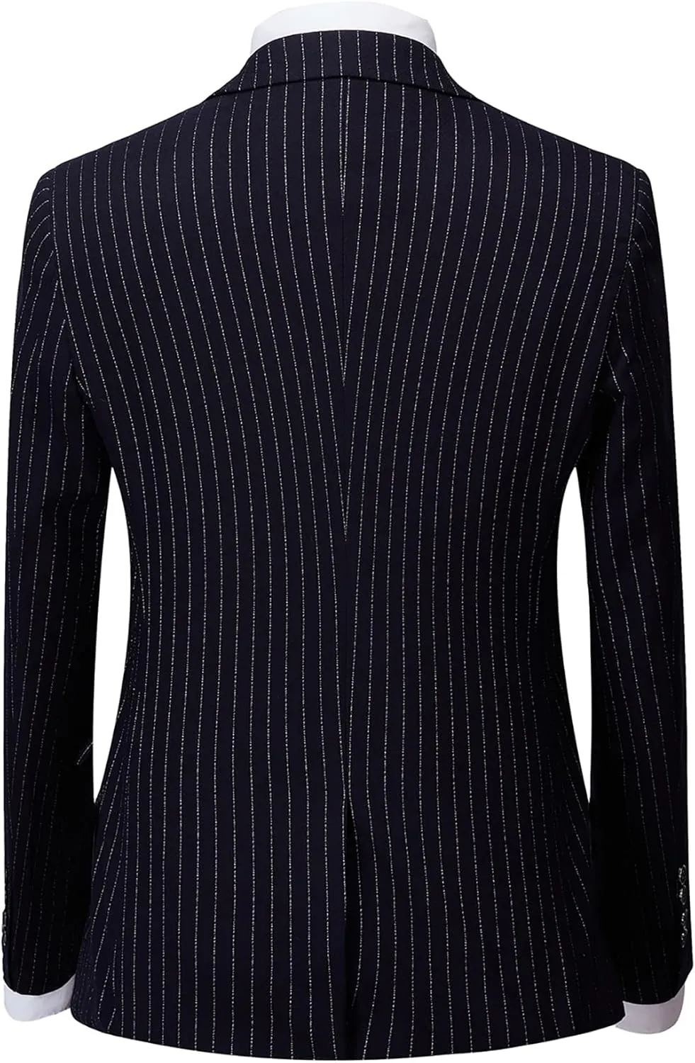Mens Pinstripe Suit 3 Piece Slim Fit Casual Dress Suits Blazer Vest Pants