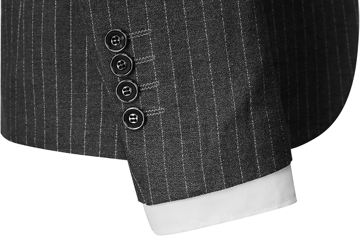 Mens Pinstripe Suit 3 Piece Slim Fit Casual Dress Suits Blazer Vest Pants
