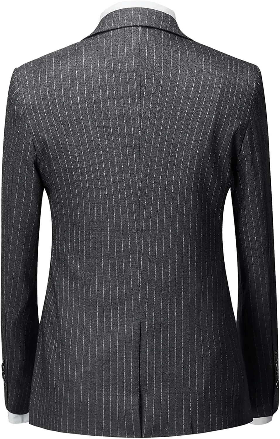 Mens Pinstripe Suit 3 Piece Slim Fit Casual Dress Suits Blazer Vest Pants