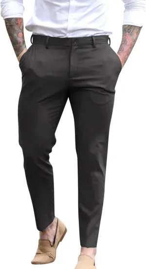 Mens Slim Fit Dress Pants Casual Business Work Skinny Stretch Golf Pants Breathable Flat-Front Chino Pant Tapered Suit Pants