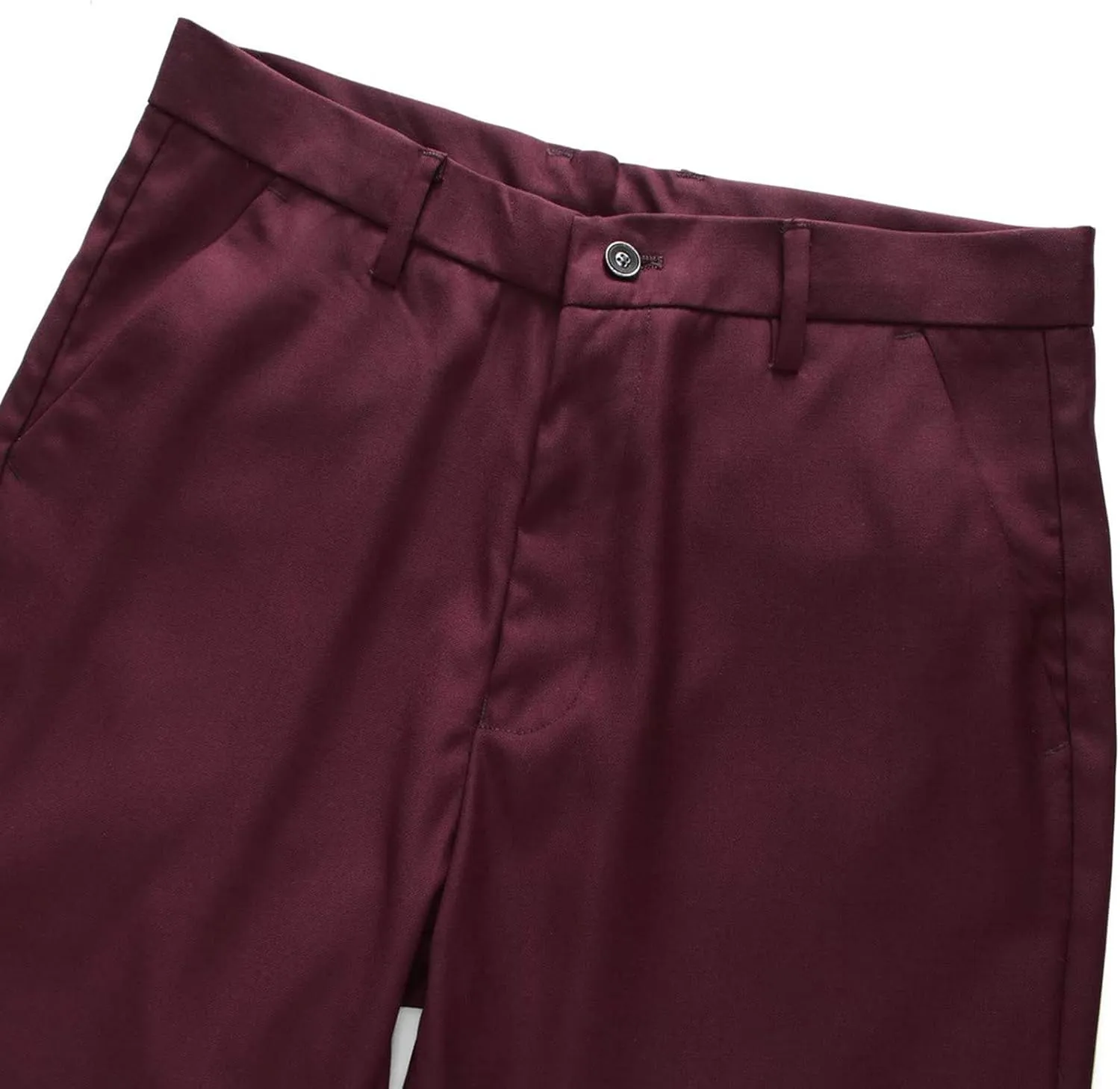 Mens Slim Fit Suit Pants Front Flat Stretch Dress Pants Ankle Length Colored Trousers