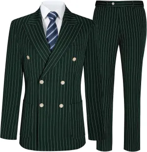 Mens Suits Slim Fit 3 Piece Double Breasted Tuxedo Suit Jacket Vest Pants Set for Wedding Prom