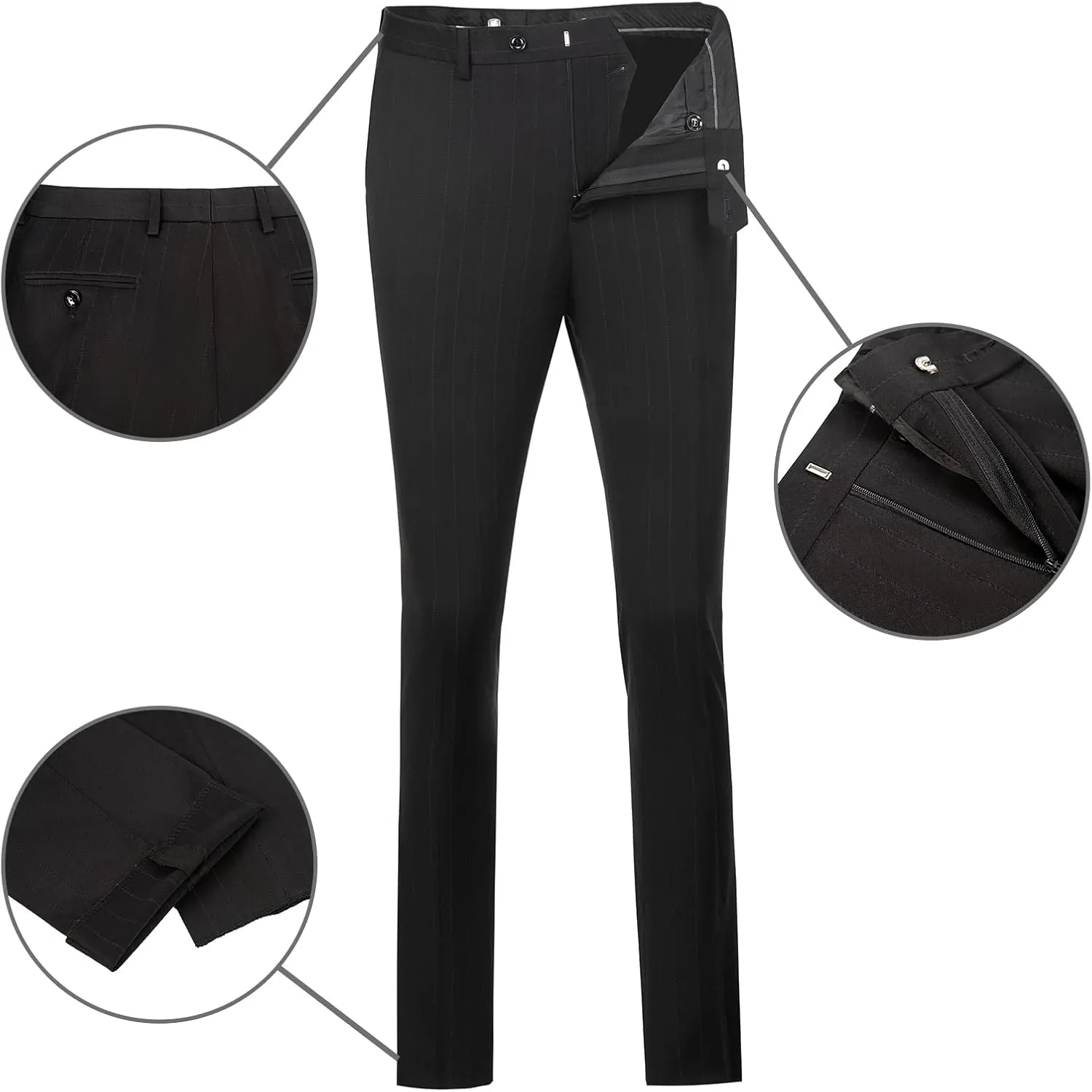 Mens Suits Slim Fit 3 Piece Double Breasted Tuxedo Suit Jacket Vest Pants Set for Wedding Prom