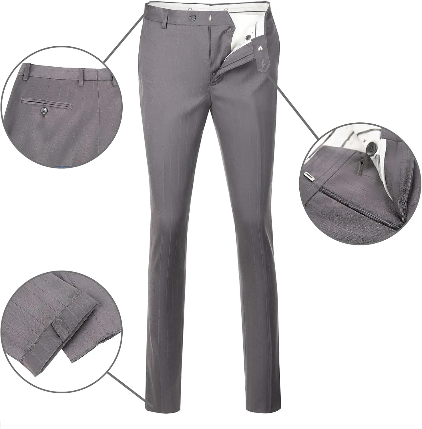 Mens Suits Slim Fit 3 Piece Double Breasted Tuxedo Suit Jacket Vest Pants Set for Wedding Prom