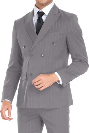 Mens Suits Slim Fit 3 Piece Double Breasted Tuxedo Suit Jacket Vest Pants Set for Wedding Prom