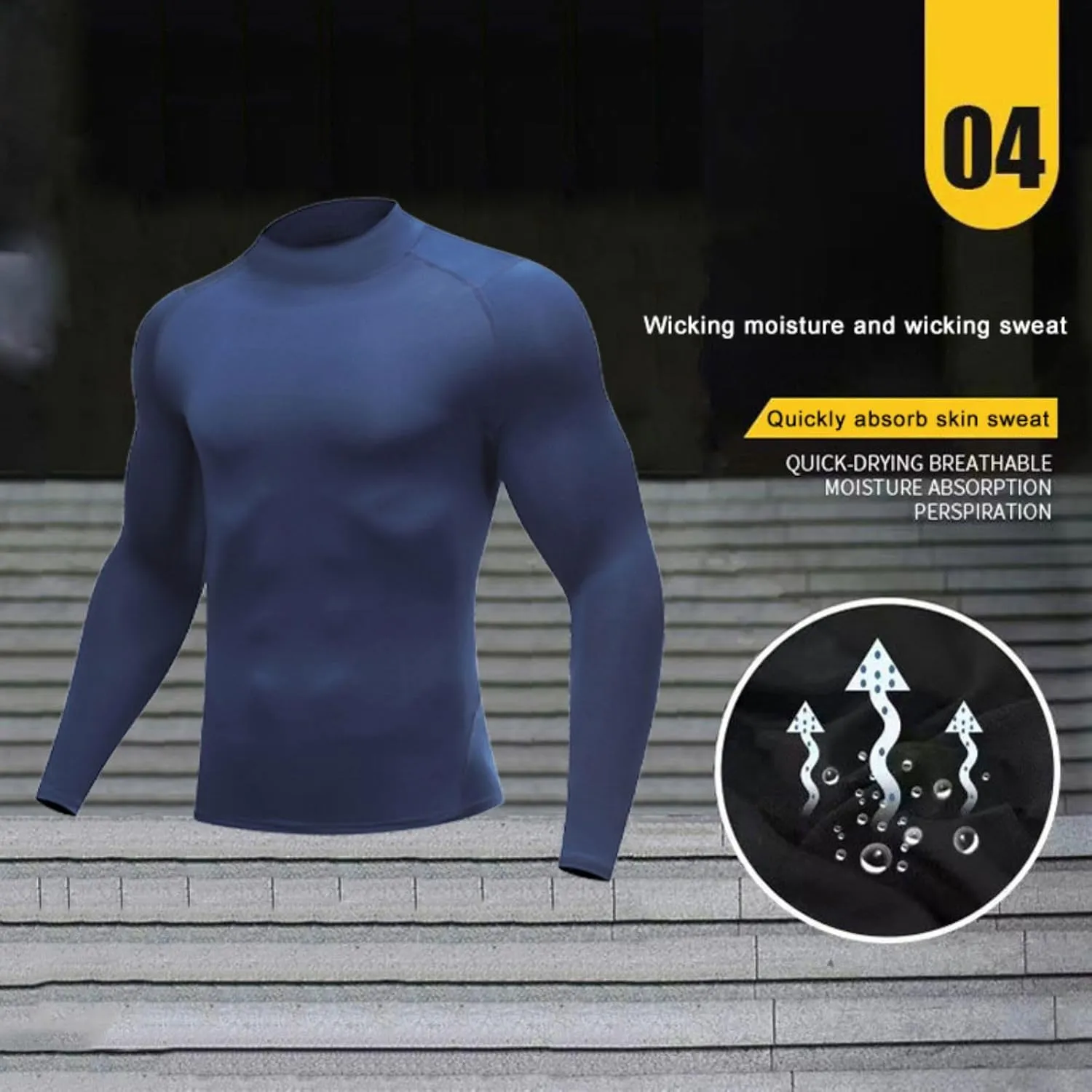 Men's UPF 50  Long Sleeve Rash Guard Compression Shirt Quick Dry Water Surf Swim Shirts Cold Gear Base Layer Ski Top