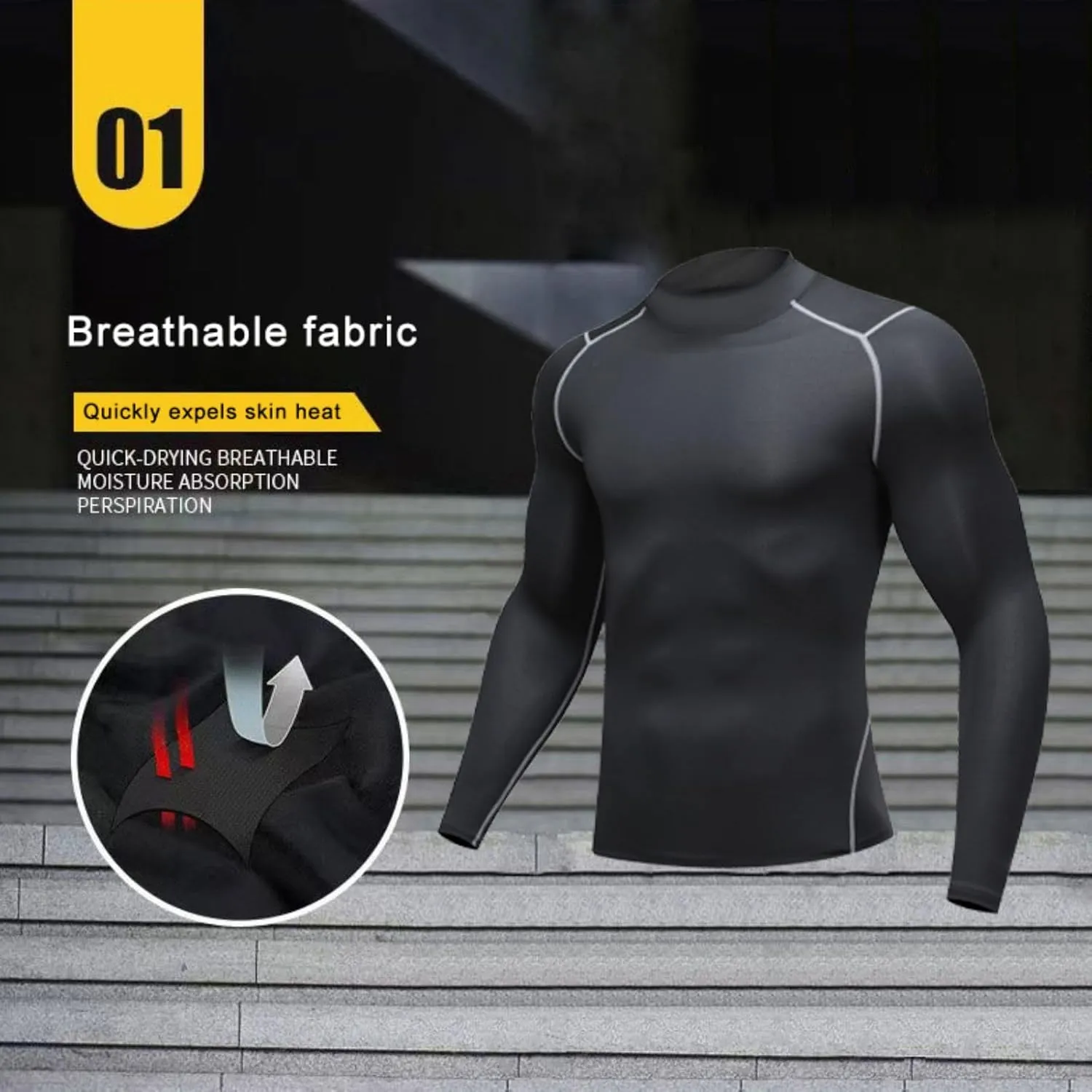 Men's UPF 50  Long Sleeve Rash Guard Compression Shirt Quick Dry Water Surf Swim Shirts Cold Gear Base Layer Ski Top
