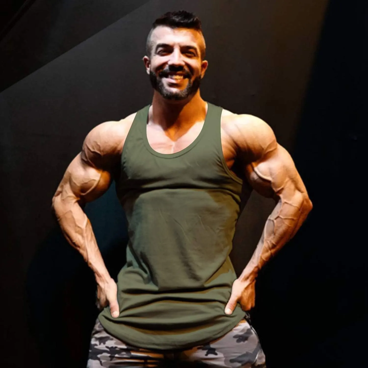 Mens Workout Stringer Tank Tops Fitness Performance Muscle Sleeveless Shirts Gym Training Bodybuilding Vest