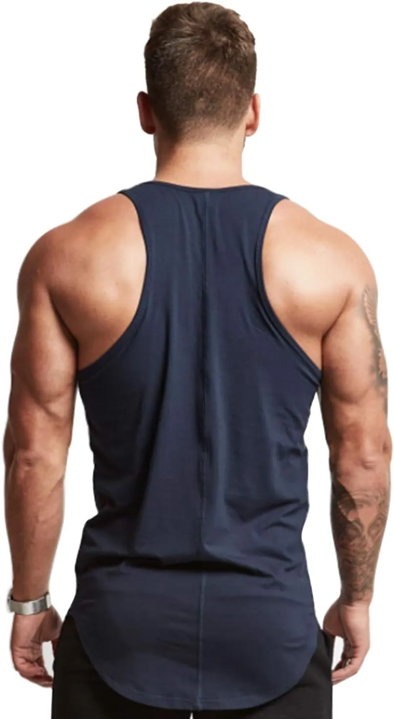 Mens Workout Stringer Tank Tops Fitness Performance Muscle Sleeveless Shirts Gym Training Bodybuilding Vest