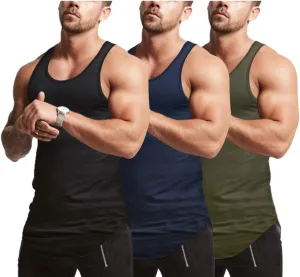 Mens Workout Stringer Tank Tops Fitness Performance Muscle Sleeveless Shirts Gym Training Bodybuilding Vest