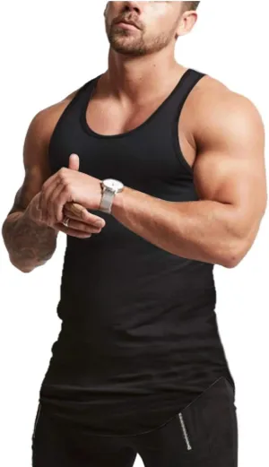 Mens Workout Stringer Tank Tops Fitness Performance Muscle Sleeveless Shirts Gym Training Bodybuilding Vest