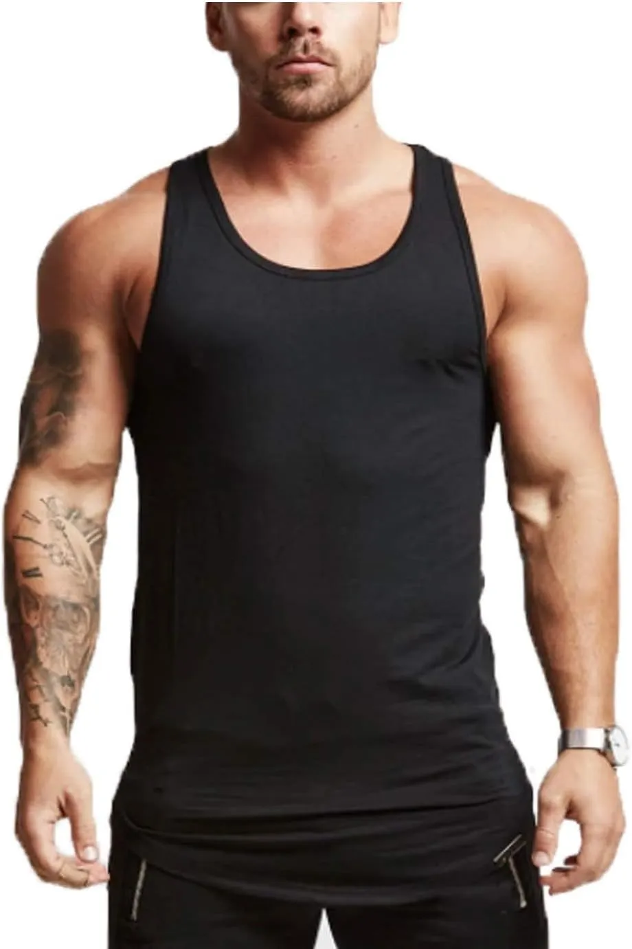 Mens Workout Stringer Tank Tops Fitness Performance Muscle Sleeveless Shirts Gym Training Bodybuilding Vest