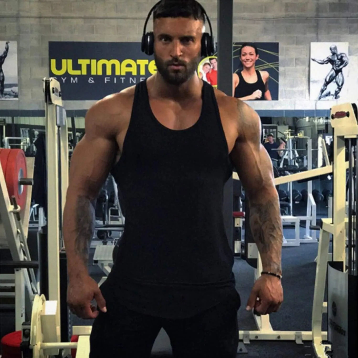 Mens Workout Stringer Tank Tops Fitness Performance Muscle Sleeveless Shirts Gym Training Bodybuilding Vest