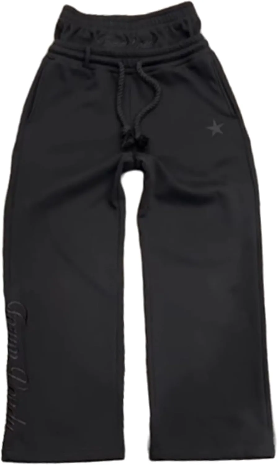 Mens Y2K Wide Leg Sweatpants Drawstring Double Waisted Baggy Hip-Hop Vintage Pants Gym Workout Trousers