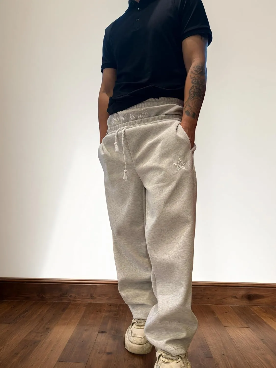Mens Y2K Wide Leg Sweatpants Drawstring Double Waisted Baggy Hip-Hop Vintage Pants Gym Workout Trousers