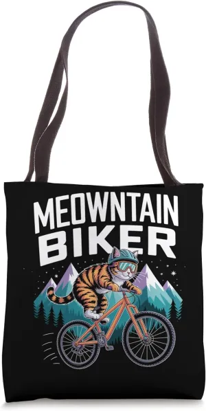 Meowntain Biker Cat Mountain Cycling Mountainbiking Tote Bag