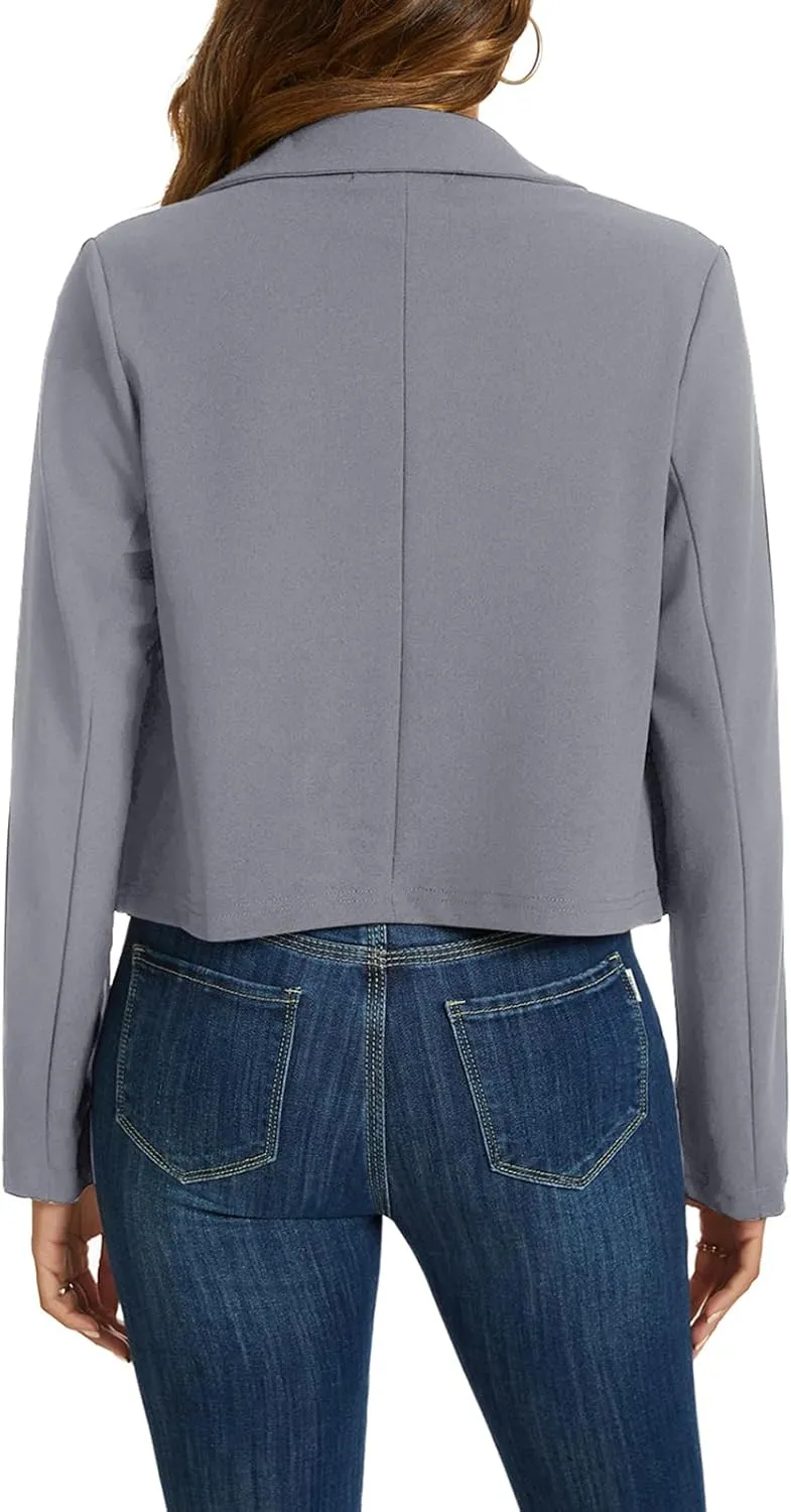 MINTLIMIT Cropped Blazers for Women Business Casual Long Sleeve Open Front Suit Jacket Work Office Blazer