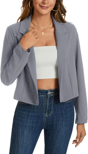 MINTLIMIT Cropped Blazers for Women Business Casual Long Sleeve Open Front Suit Jacket Work Office Blazer