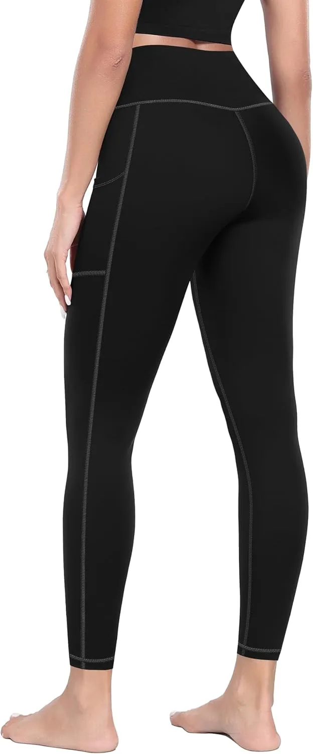 MIRITY Yoga Leggings with Pockets for Women - High Waist Tummy Control Pants for Workout Pack of 4