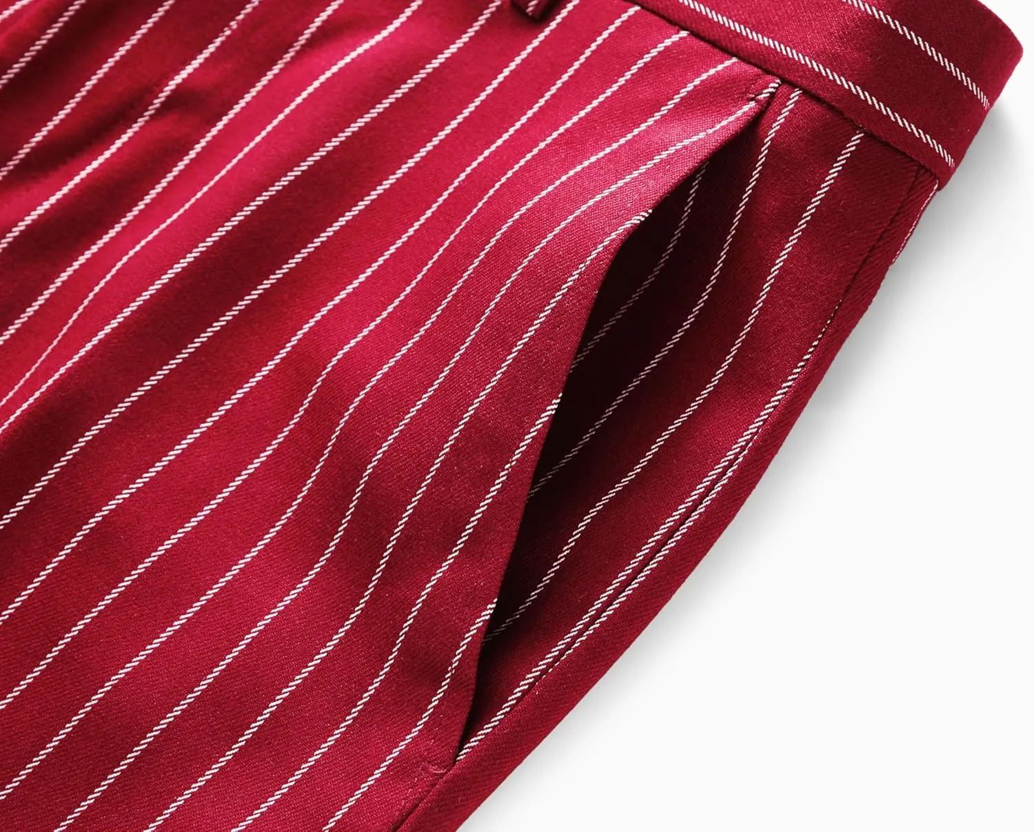MOGU Mens Striped Slim Fit Dress Pants  Adjustable Elastic Waist Pinstripe Suit Trousers, Business Casual Slacks