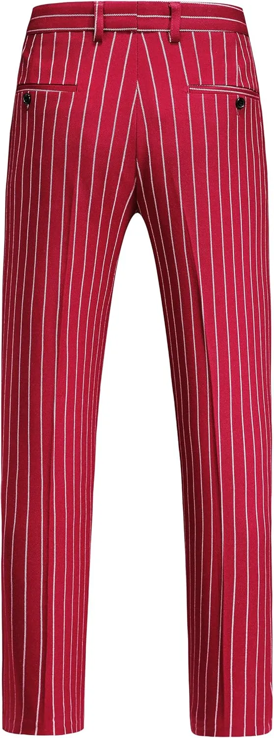 MOGU Mens Striped Slim Fit Dress Pants  Adjustable Elastic Waist Pinstripe Suit Trousers, Business Casual Slacks