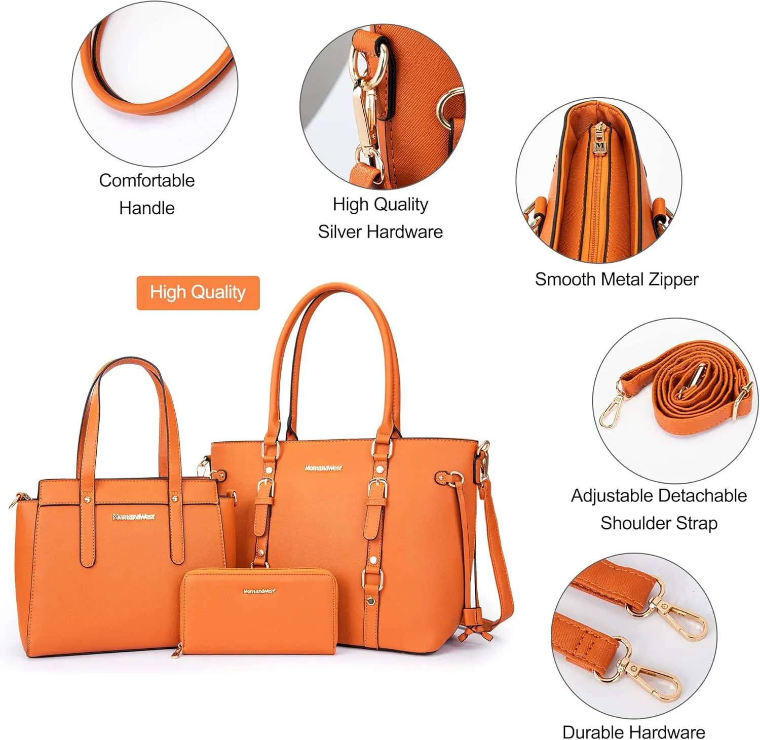 Montana West 3PCS Purses for Women Tote Bag and Wallet Set Shoulder Satchel Handbags