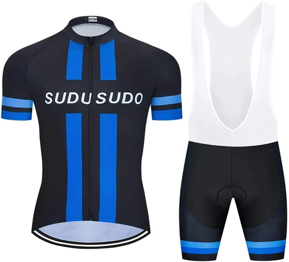 MOXILYN Men's Cycling Jersey Bike Clothing Set Full Zipper Breathable Quick-Dry Shirt   Cycling Bibs with 20D Padded