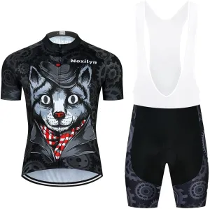 MOXILYN Men's Cycling Jersey Bike Clothing Set Full Zipper Breathable Quick-Dry Shirt   Cycling Bibs with 20D Padded