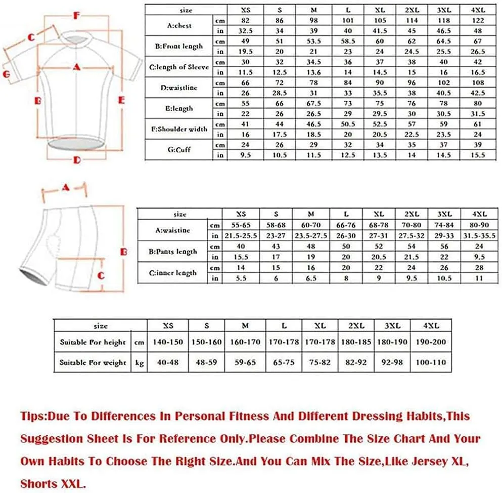 MOXILYN Men's Cycling Jersey Bike Clothing Set Full Zipper Breathable Quick-Dry Shirt   Cycling Bibs with 20D Padded