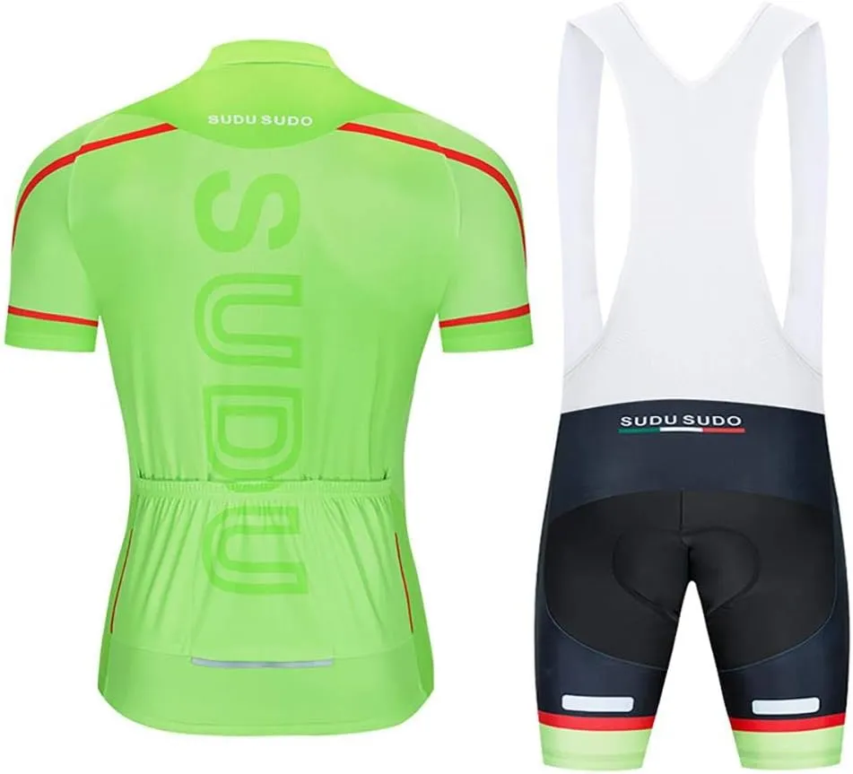 MOXILYN Men's Cycling Jersey Bike Clothing Set Full Zipper Breathable Quick-Dry Shirt   Cycling Bibs with 20D Padded