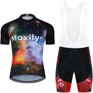 MOXILYN Men's Cycling Jersey Bike Clothing Set Full Zipper Breathable Quick-Dry Shirt   Cycling Bibs with 20D Padded
