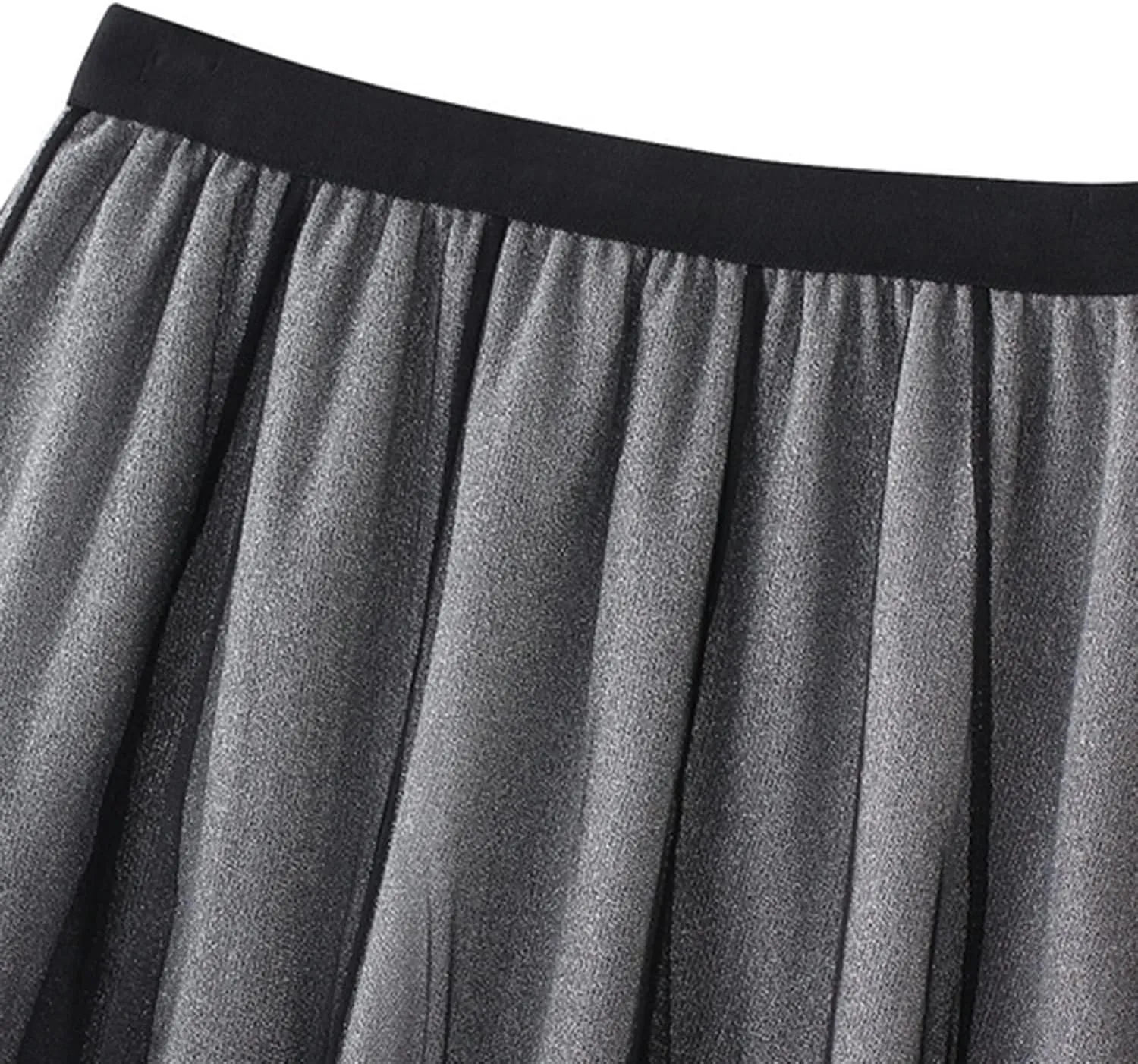 Mujer Sequin Tulle Skirt for Women 2 Layered Gradient Color Swing Midi Skirt A-Line High Waist Tea-Length Pleated Skirt Falda de tul