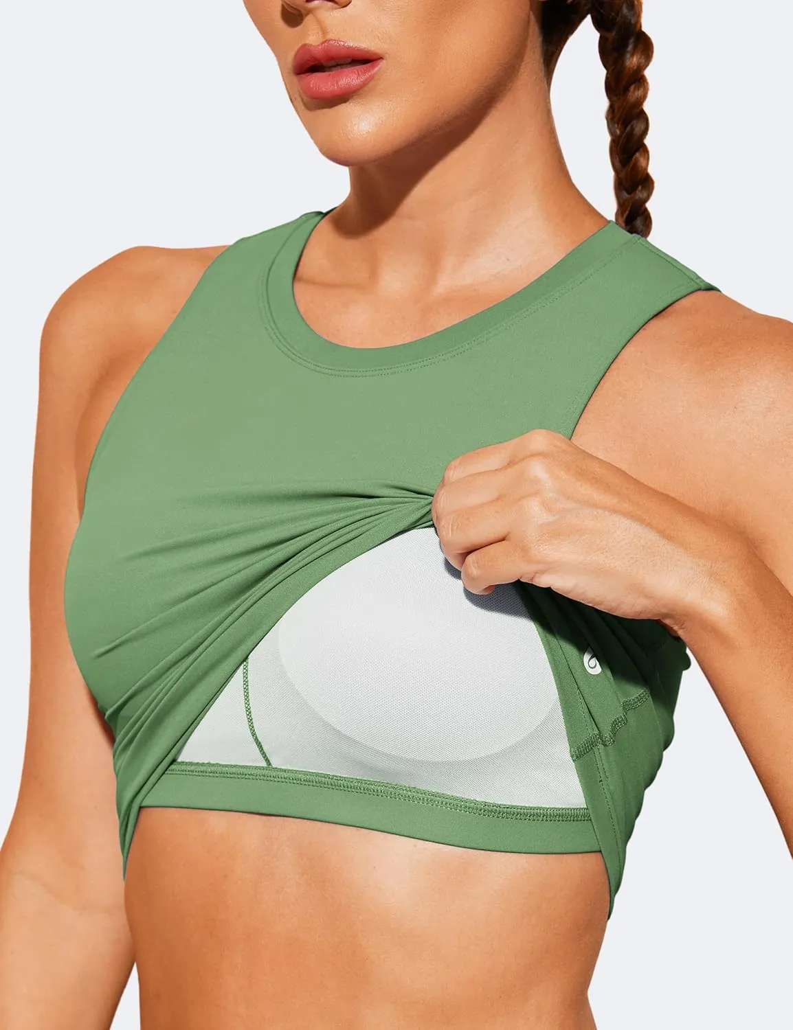 Natural Feelings Nudi Sports Bras for Women Removable Padded Yoga Tank Tops Sleeveless Fitness Workout Crop Tops