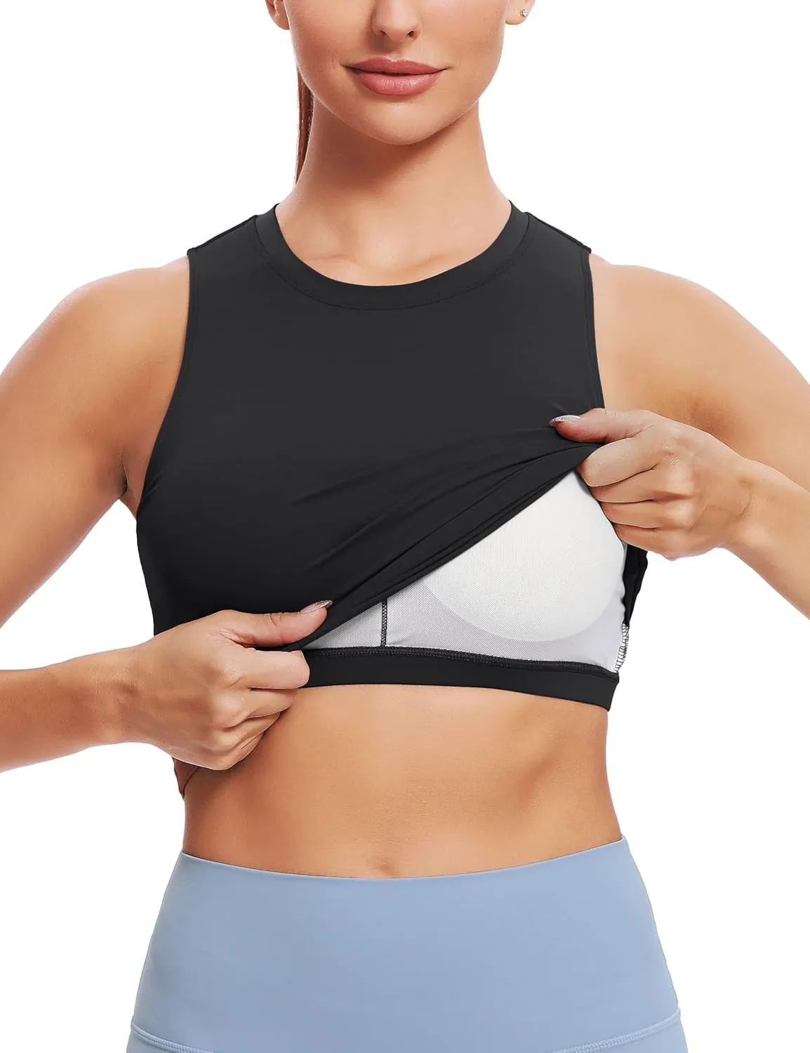 Natural Feelings Nudi Sports Bras for Women Removable Padded Yoga Tank Tops Sleeveless Fitness Workout Crop Tops