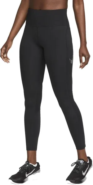 Nike Fast Women's Mid-Rise 7/8 Graphic Leggings with Pockets (FB4656-010, Black/Cool Grey)
