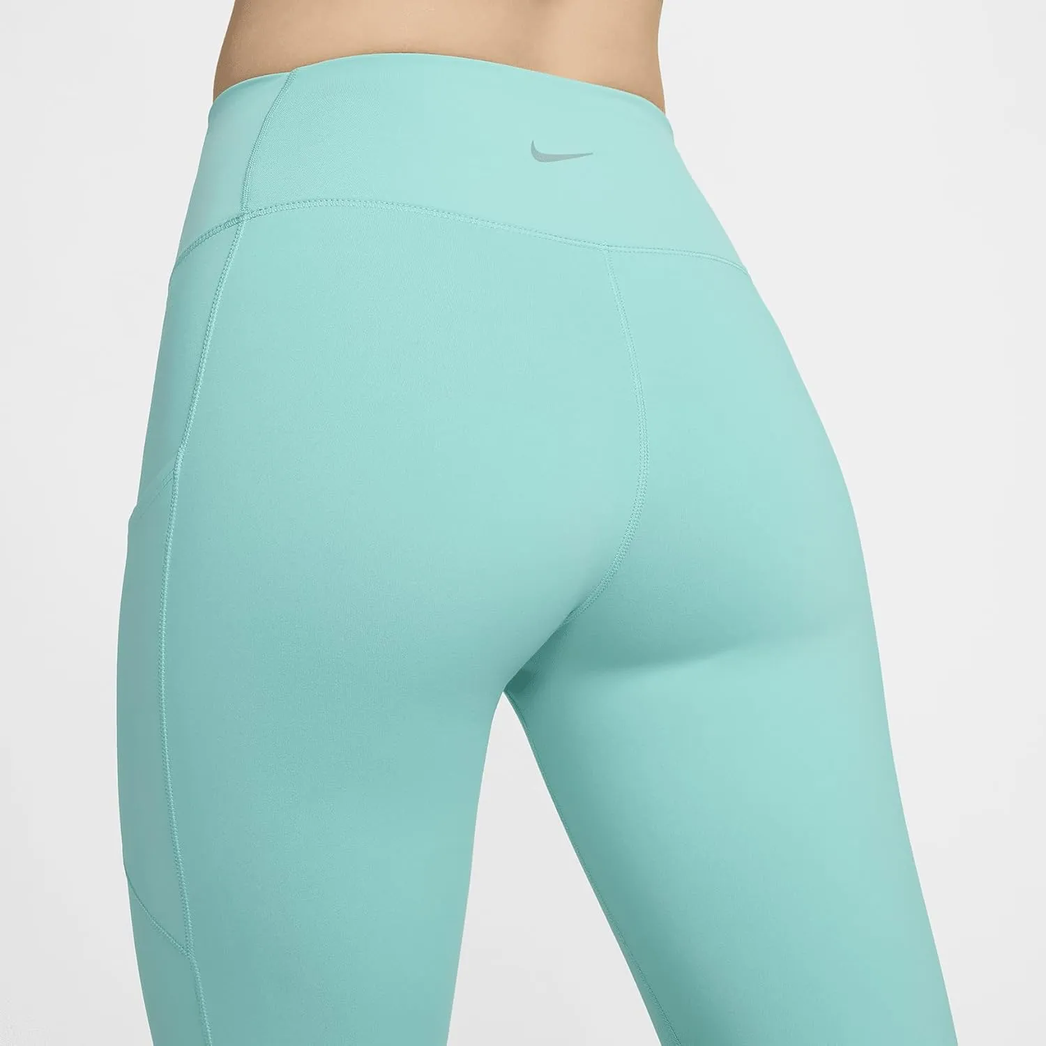 Nike One Women's High-Waisted 7/8 Leggings with Pockets (FN3241-300, Green Frost/Black)
