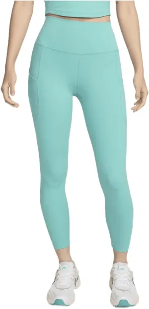 Nike One Women's High-Waisted 7/8 Leggings with Pockets (FN3241-300, Green Frost/Black)