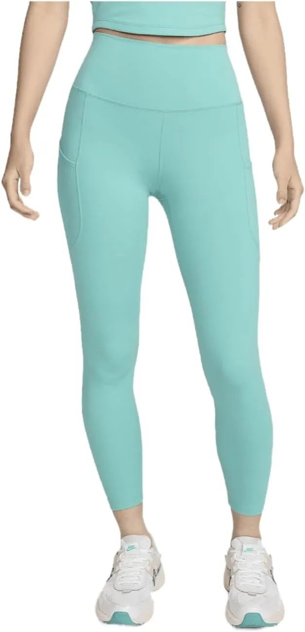 Nike One Women's High-Waisted 7/8 Leggings with Pockets (FN3241-300, Green Frost/Black)